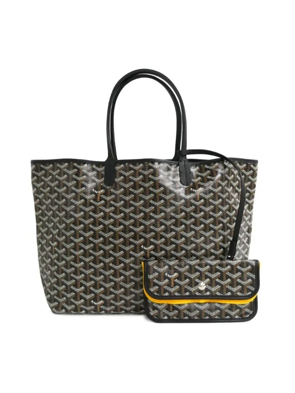 Goyard Saint Louis PM Black Tote Din Canvas Leather with Clip